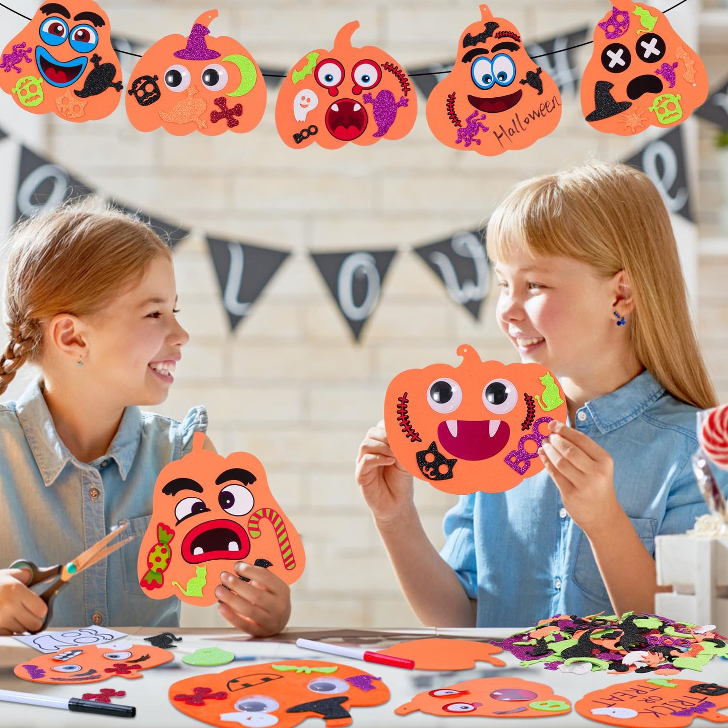 Max Fun 332PCS Halloween Crafts for Kids, Halloween Activities Foam Pumpkins for Crafts Stickers Gift Kits, DIY Art and Craft Set for Holiday