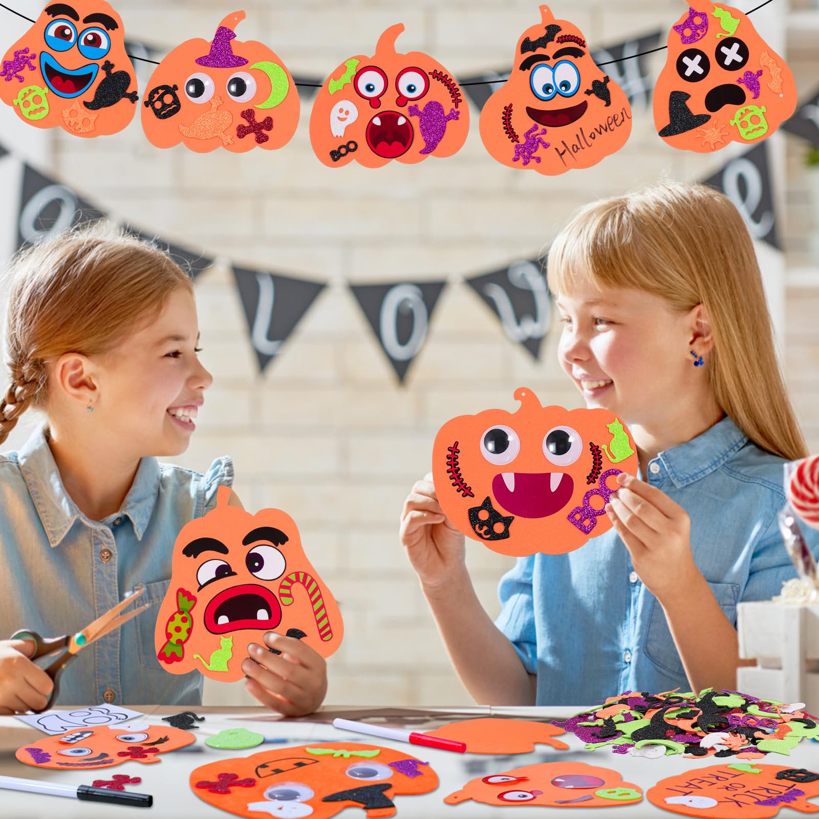 Max Fun 332PCS Halloween Crafts for Kids, Halloween Activities Foam Pumpkins for Crafts Stickers Gift Kits, DIY Art and Craft Set for Holiday