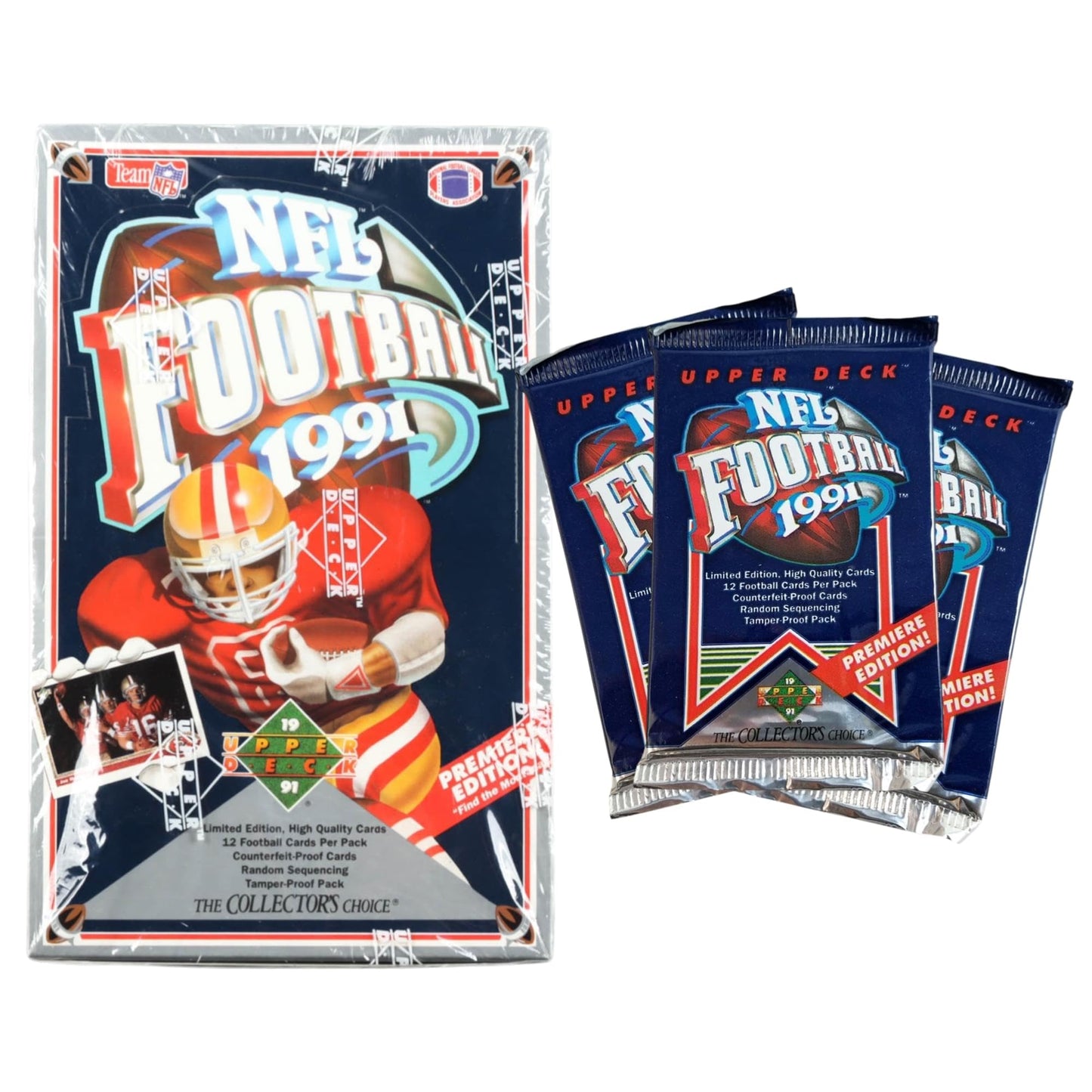 1991 Upper Deck NFL Football Trading Cards Premiere Edition - Unopened Box (36 packs/Box) - Possible Brett Favre RC!
