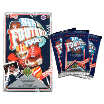 1991 Upper Deck NFL Football Trading Cards Premiere Edition - Unopened Box (36 packs/Box) - Possible Brett Favre RC!