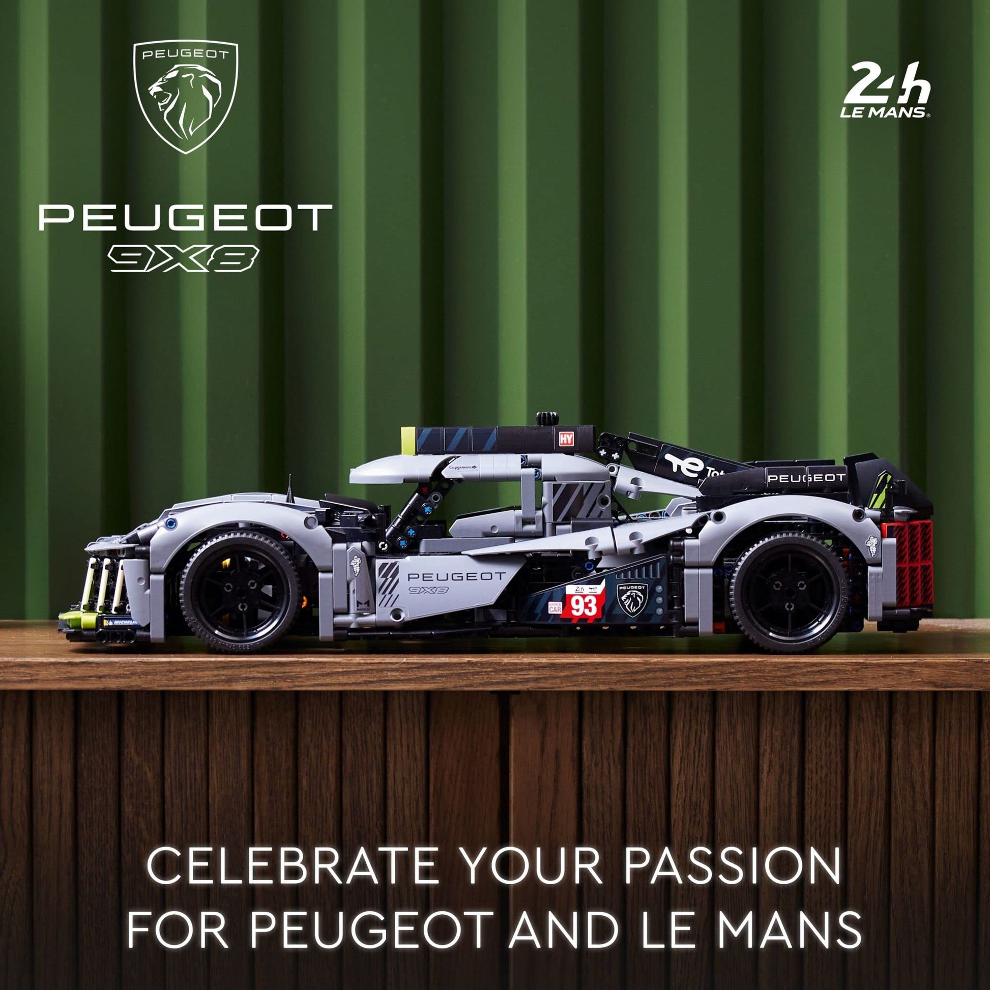 LEGO Technic Peugeot 9X8 24H Le Mans Hybrid Hypercar 42156 Collectible Race Car Building Kit for Adults and Teens, 1:10 Scale Racing Car Model, Gift
