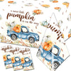 Juweked 3Pcs Pumpkin Tablecloth,A Sweet Little Pumpkin is On The Way Decorations,Fall Blue Baby Shower Tablecloth for Boy Birthday Party Disposable