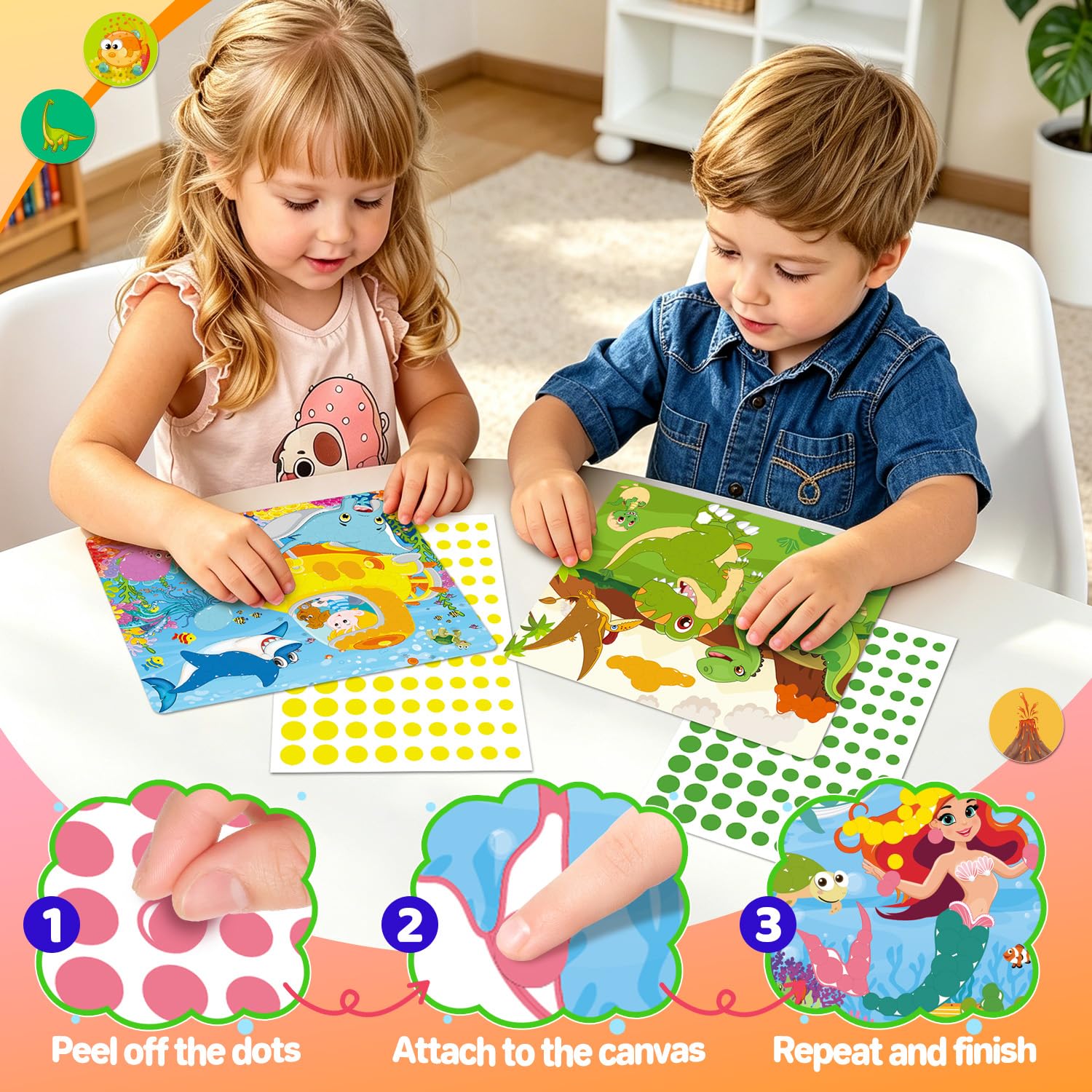 Dot Art Kit for Kids with Small Dot Decorated Cards, No Mess Sticker for Toddlers 3-6, Craft Kits, DIY Creative Activity, Travel Toy, Birthday Gifts