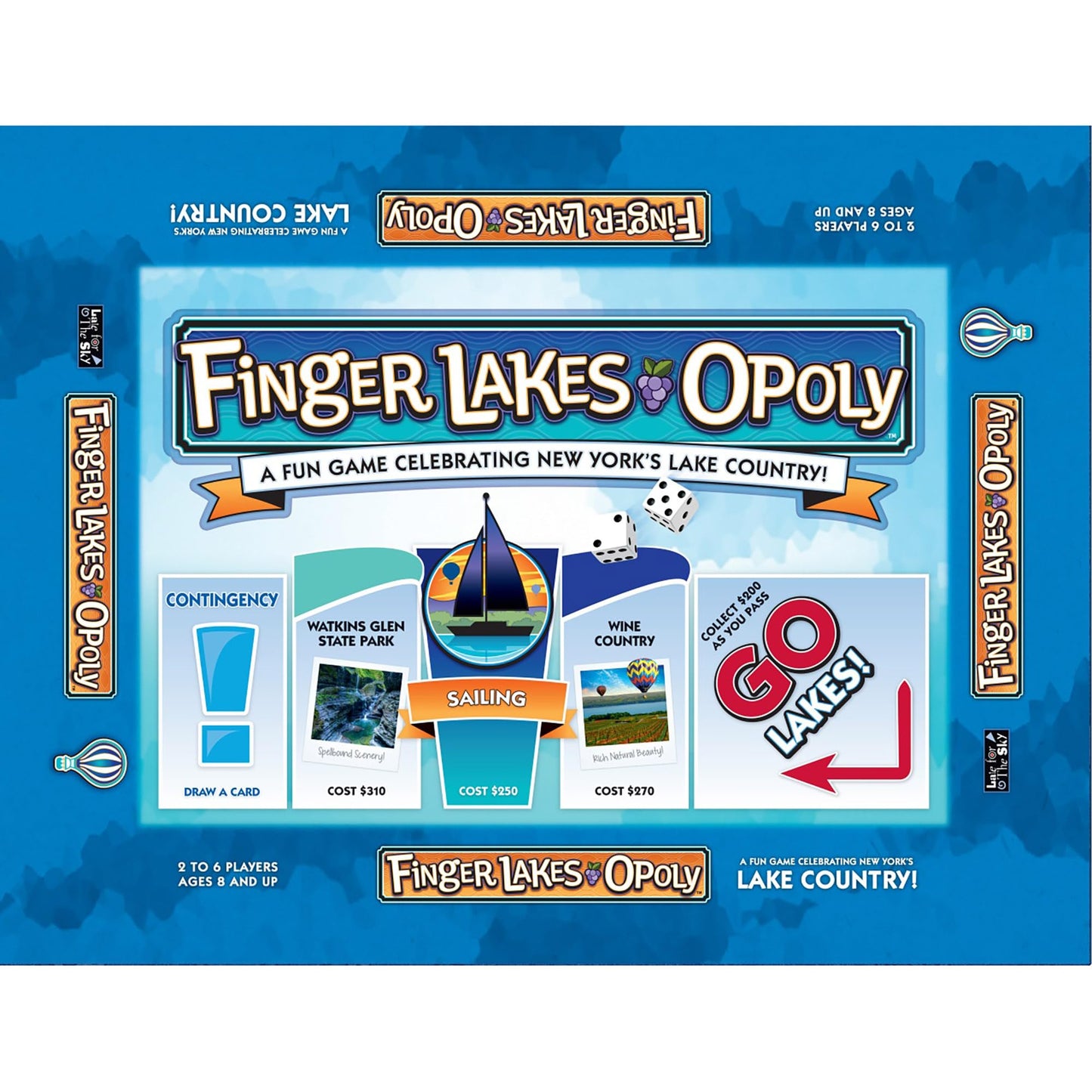 Late For The Sky Finger Lakes-Opoly Board Game - Family Strategy Board Game, New York Lakes Theme, 2-6 Players, Ages 8+, Traditional or 1-Hour Play