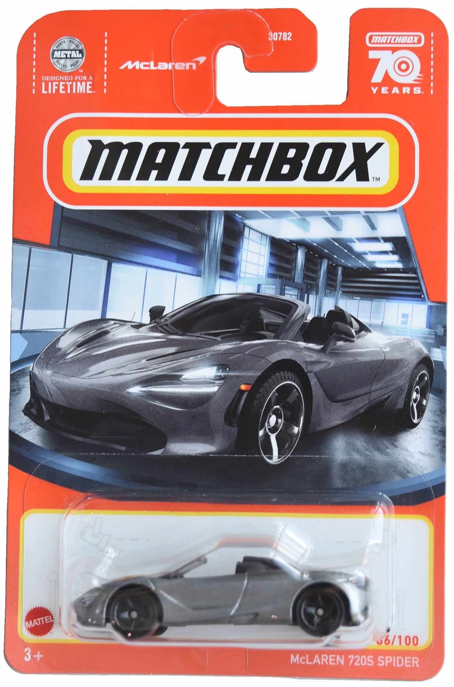 Matchbox McLaren 720s Spider, 1:64 Scale, 70 Years, Gray, Unisex Kids