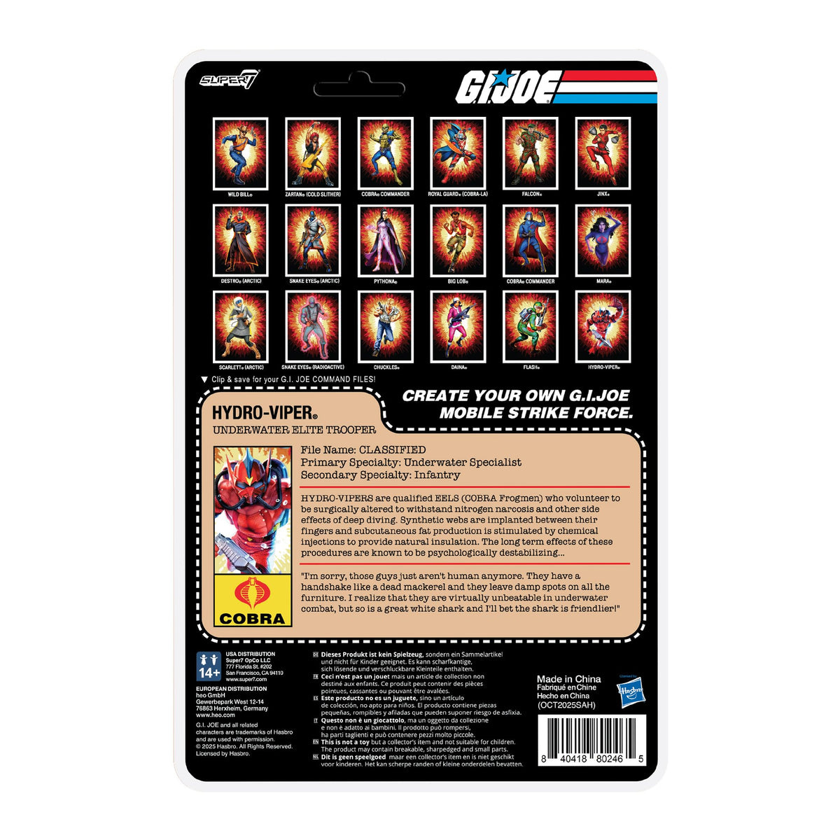 Super7 Reaction+ G.I. Joe Hydro Viper (Comic) - 4" G.I. Joe Action Figure with Accessories - Classic Cartoon Collectibles and Retro Toys