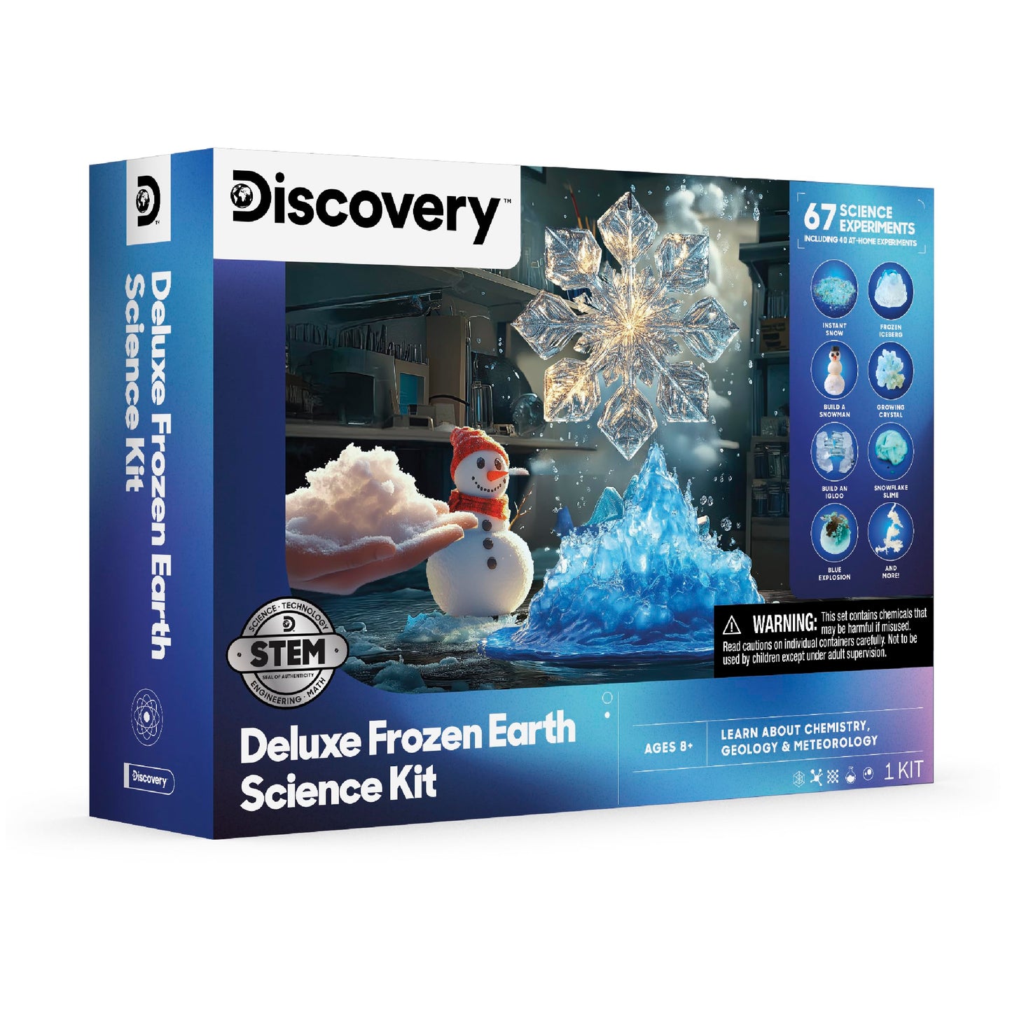 Discovery™ Frozen Earth Science Kit - 67 Experiments STEM Chemistry Lab for Kids| Grow Crystals, Make Snow & Slime, Ice Explosions & More| Educational