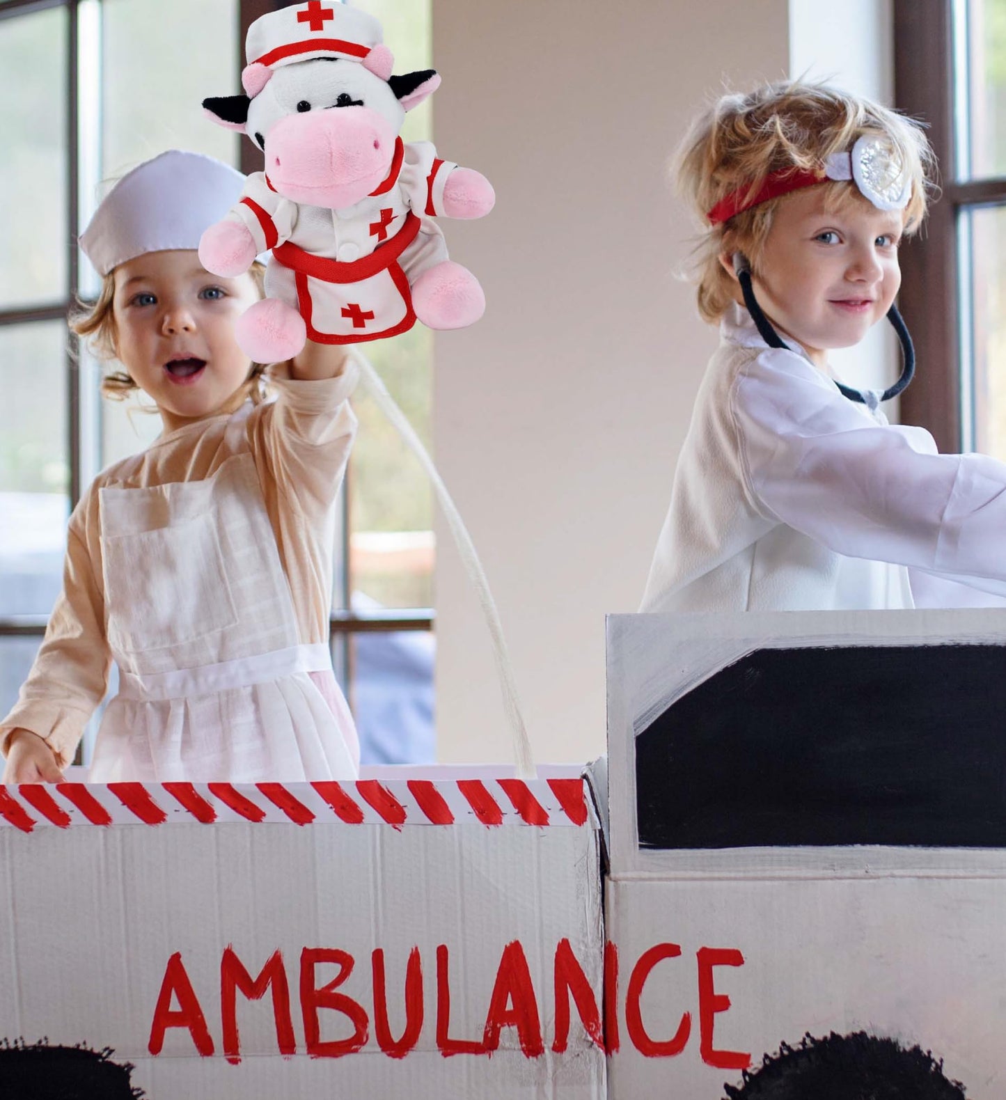 DolliBu Nurse Stuffed Animal Dress Up Set - Red Hospital Outfit with Cap and Nurse Dress Costume - Pretend Play Accessories for Teddy Bears - Small