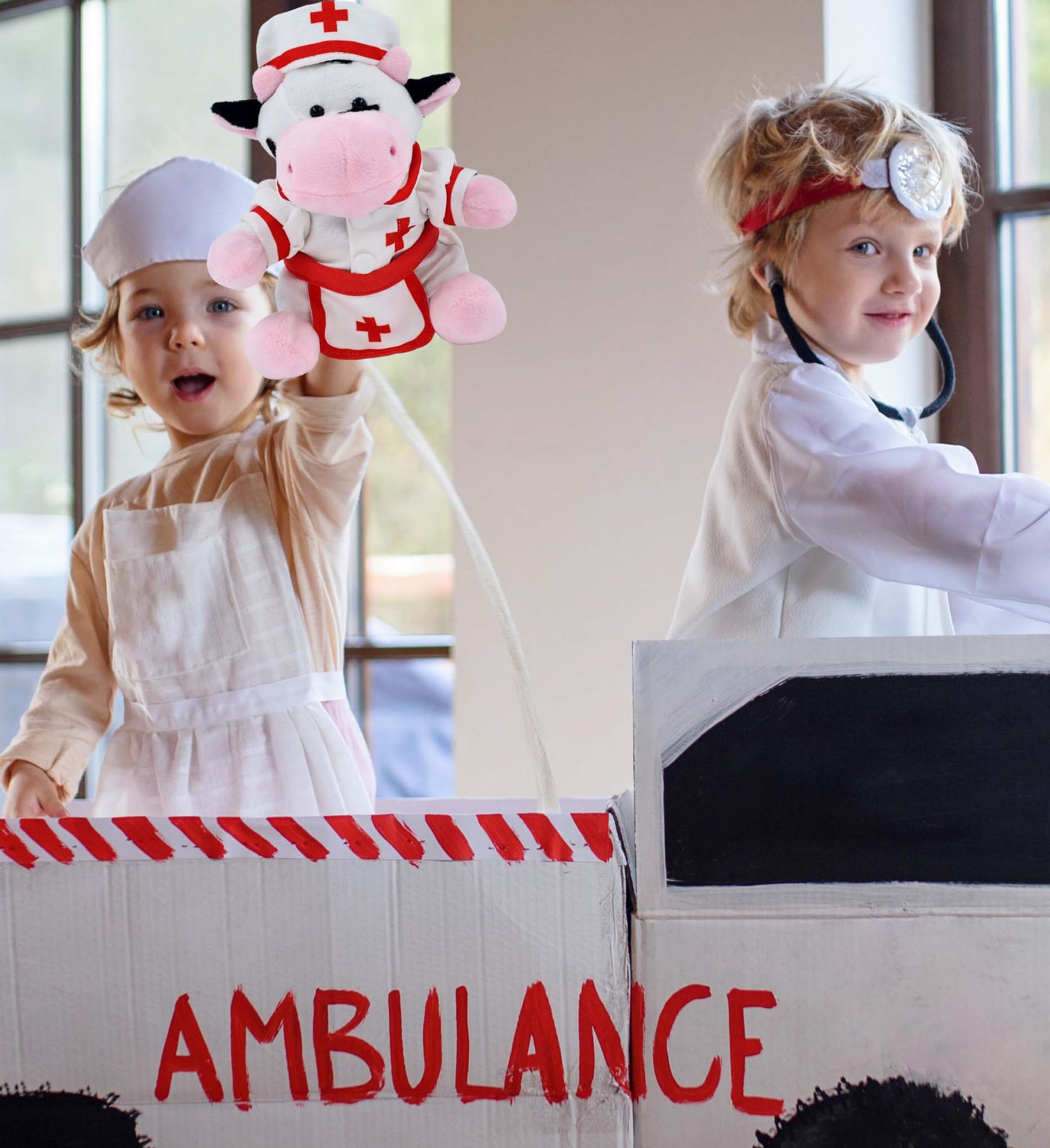 DolliBu Nurse Stuffed Animal Dress Up Set - Red Hospital Outfit with Cap and Nurse Dress Costume - Pretend Play Accessories for Teddy Bears - Small