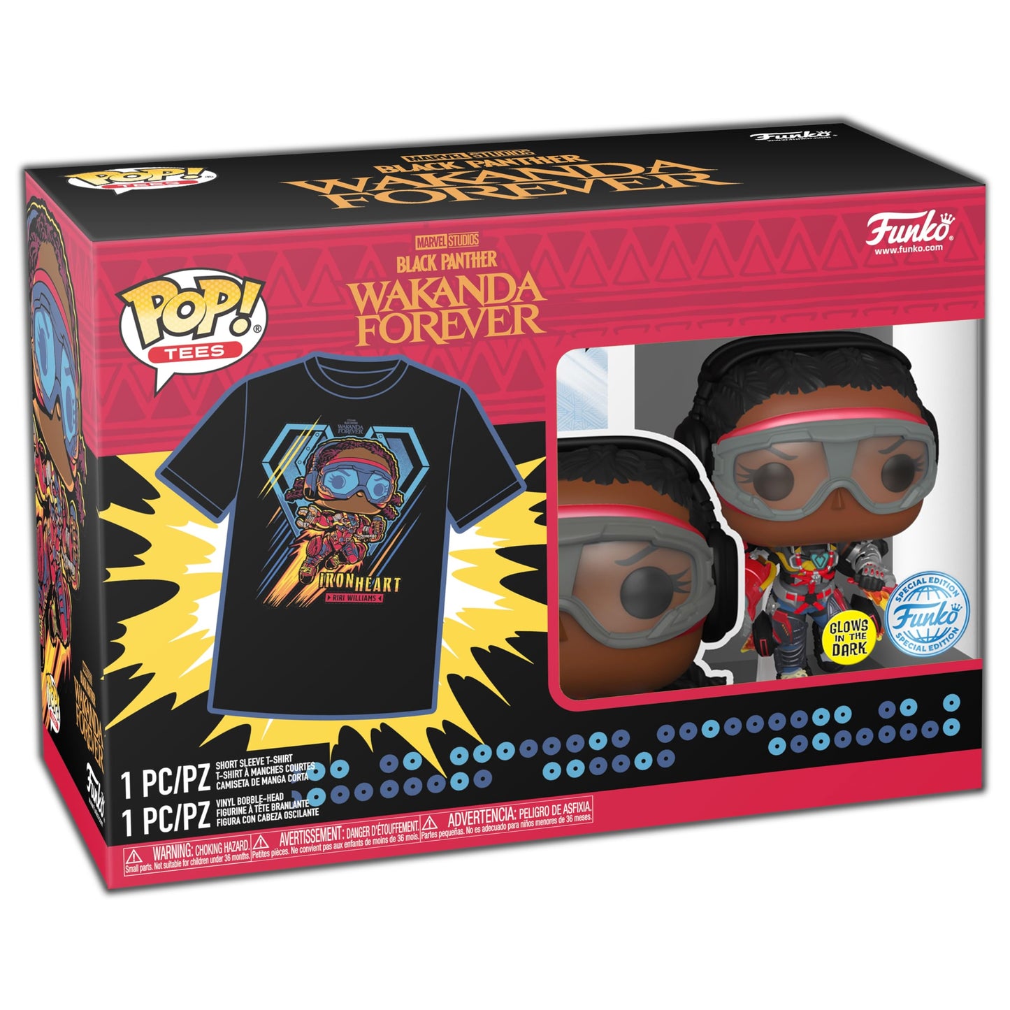 Funko POP! & Tee: Black Panther Wakanda Forever - Ironheart MK1 - Glow in The Dark - Extra Large - (XL) - T-Shirt - Clothes with Collectable Vinyl