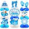 9 Pieces Winter Honeycomb Centerpieces - Let It Snow Table Decorations with Snowman, Snowflake, Hat, Scarf, Mittens, Hot Cocoa, Socks, and Gift Box