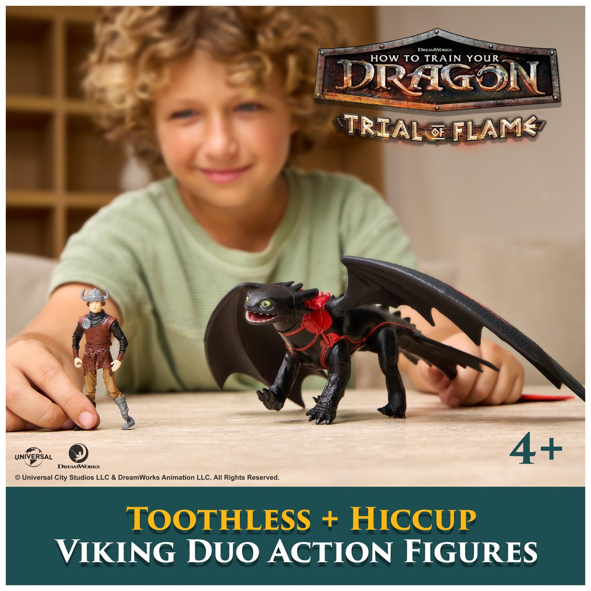 DreamWorks Dragons Toothless & Hiccup Action Figures Viking Rider Duo