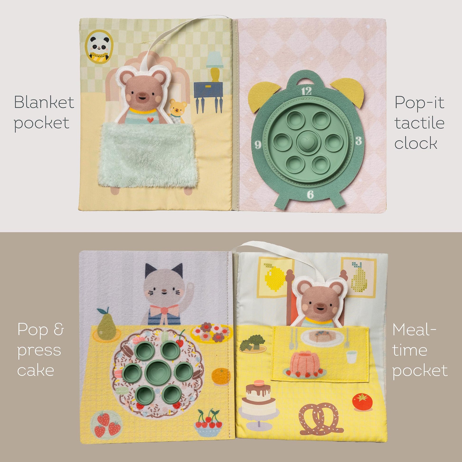 Taf Toys Home Busy Book for Toddlers 1-3 Interactive Educational Learning Quiet Book, Montessori toys for Boy Girl Birthday Gift, Ideal Toddler Busy