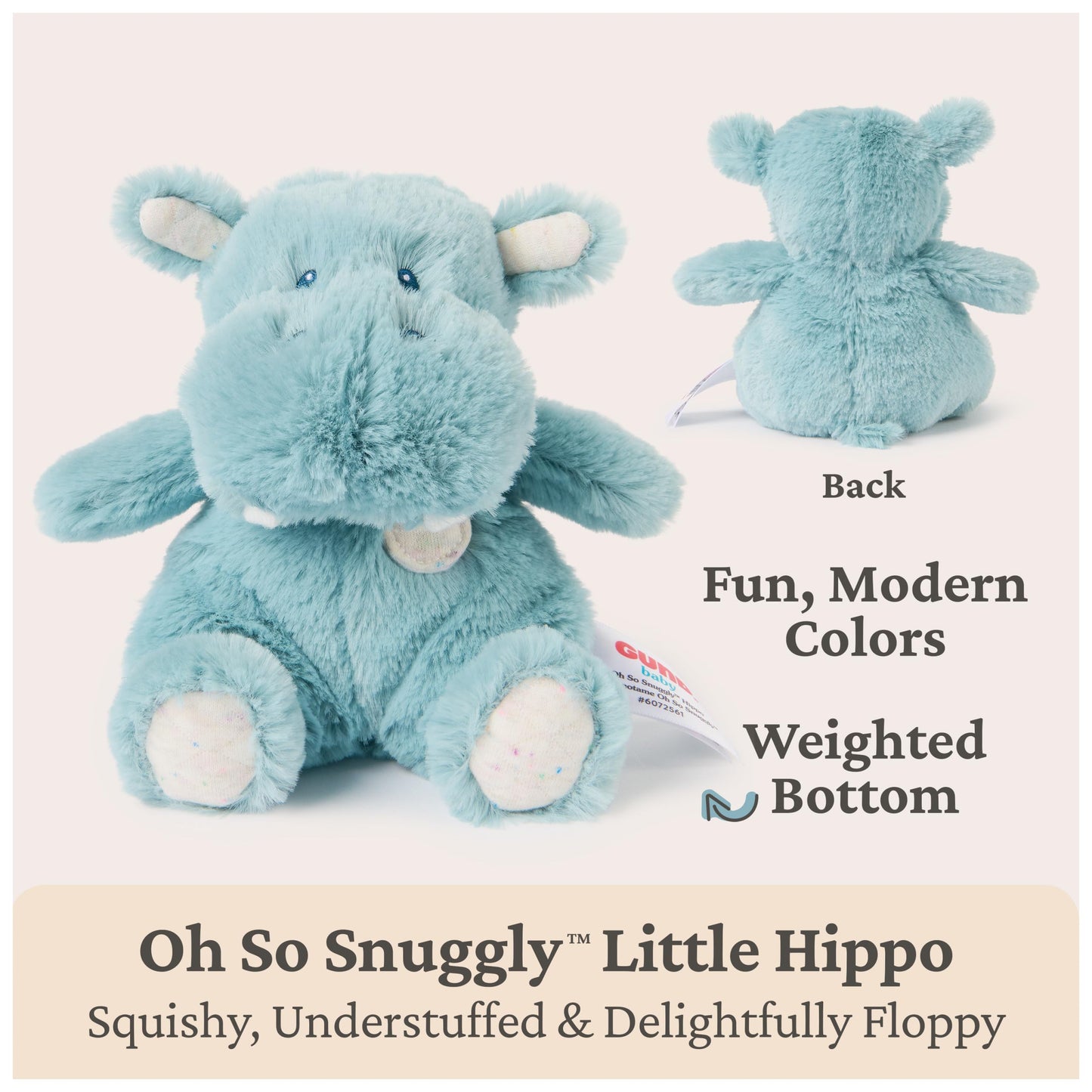 GUND Baby Oh So Snuggly Little Hippo 7-Inch Plush Toy, Ages 0+