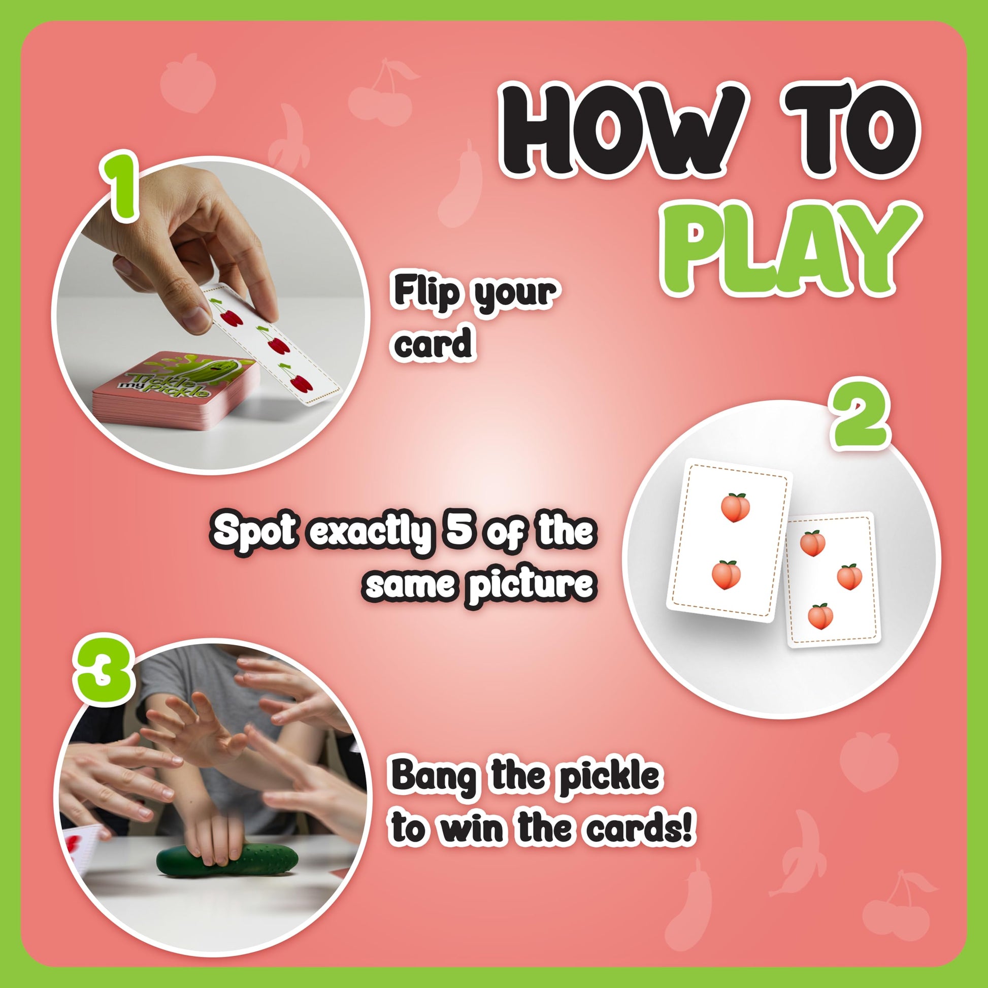 Tickle My Pickle: Hilarious Family Card Game for Kids & Adults - Fast-Paced Fruit & Veggie Fun!