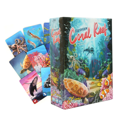 Genius Games Ecosystem: Coral Reef - A Mensa Recommended Family Card Game About Aquatic Animals, Their Habitats & Food Chain | A Light Educational