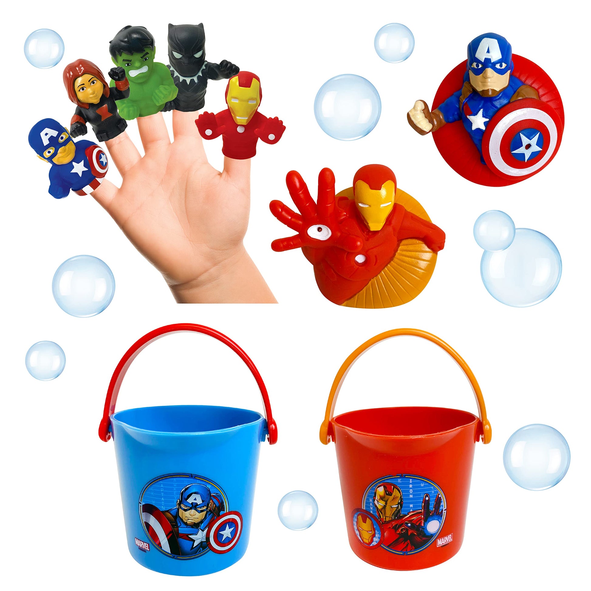 Marvel Avengers 10 Piece Bath Toy Value Set - Kids Bath Toys