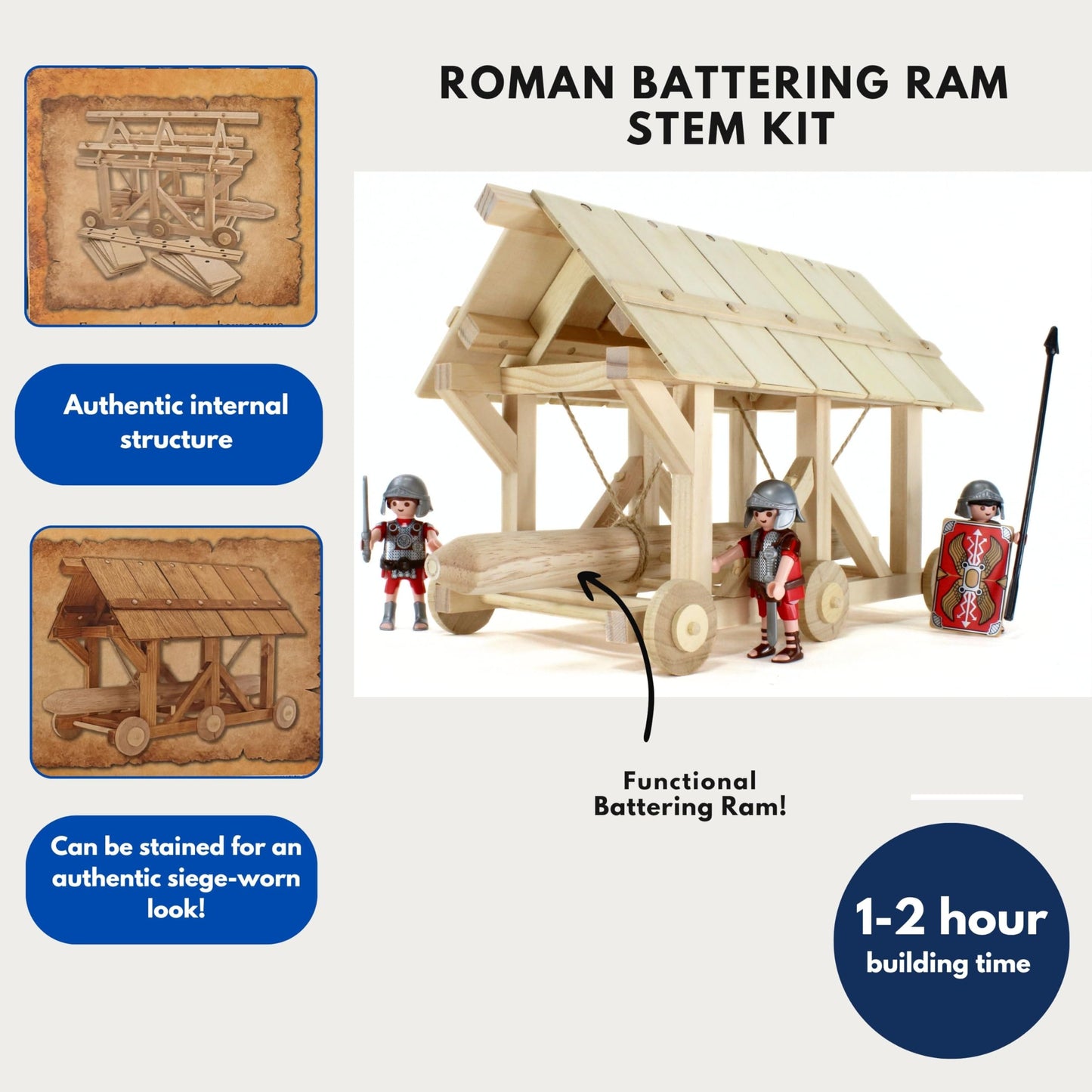 Pathfinders STEM kit | Roman Empire Battering Ram | Medieval Weapons Science Kits for Kids Age 8-10 10-14 | stem Kits for Kids Age 12-14 Physics Toys