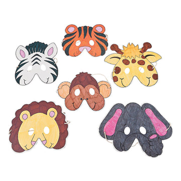 Fun Express Color Your Own Zoo Animal Masks - 12 Make Animal Faces Arts & Crafts Jungle Safari Party Zoo Birthday Party - Kids Crafts Activities DIY