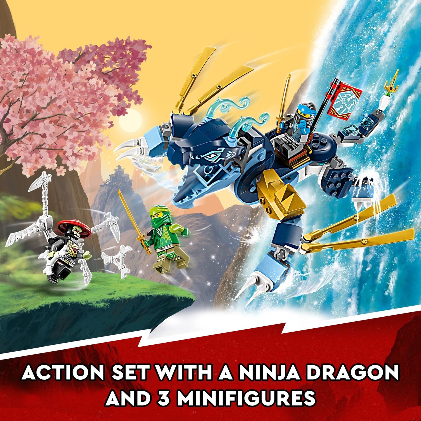 LEGO NINJAGO NYA’s Water Dragon EVO 71800 Toy for Girls and Boys 6 Plus Years Old, Mythical Creature Figure Building Set, Ninja Action Birthday Gift
