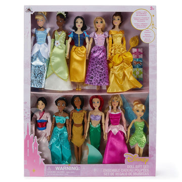 Disney Store Official Classic Doll Collection Gift Set - Disney Princess Toys Set with Dolls & Accessories - Comes in Display Box - Includes 11