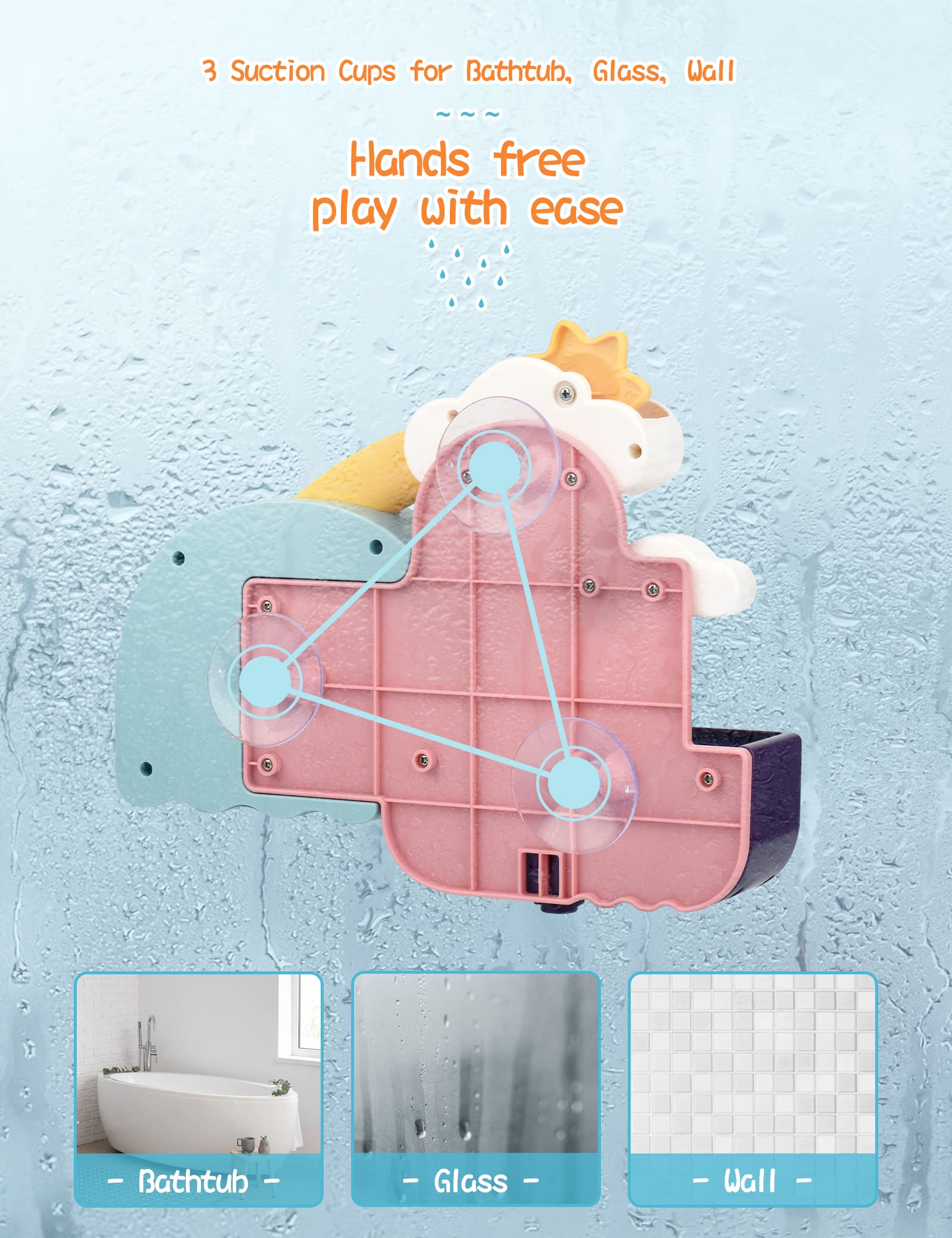TI-TOO Baby Bath Toys, Fun Simple Physics Educational Bathtub Water Toy, Bath Time Fun Splash Toys for 1, 2, 3+ Year Old Boys Girls Toddlers, Safe
