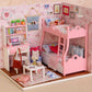 Ogrmar Wooden Dollhouse Miniatures DIY House Kit with Cover and Led Light-Blossom Age