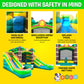 Pogo Bounce House Crossover Double Water Slide Combo, No Blower, Tropical