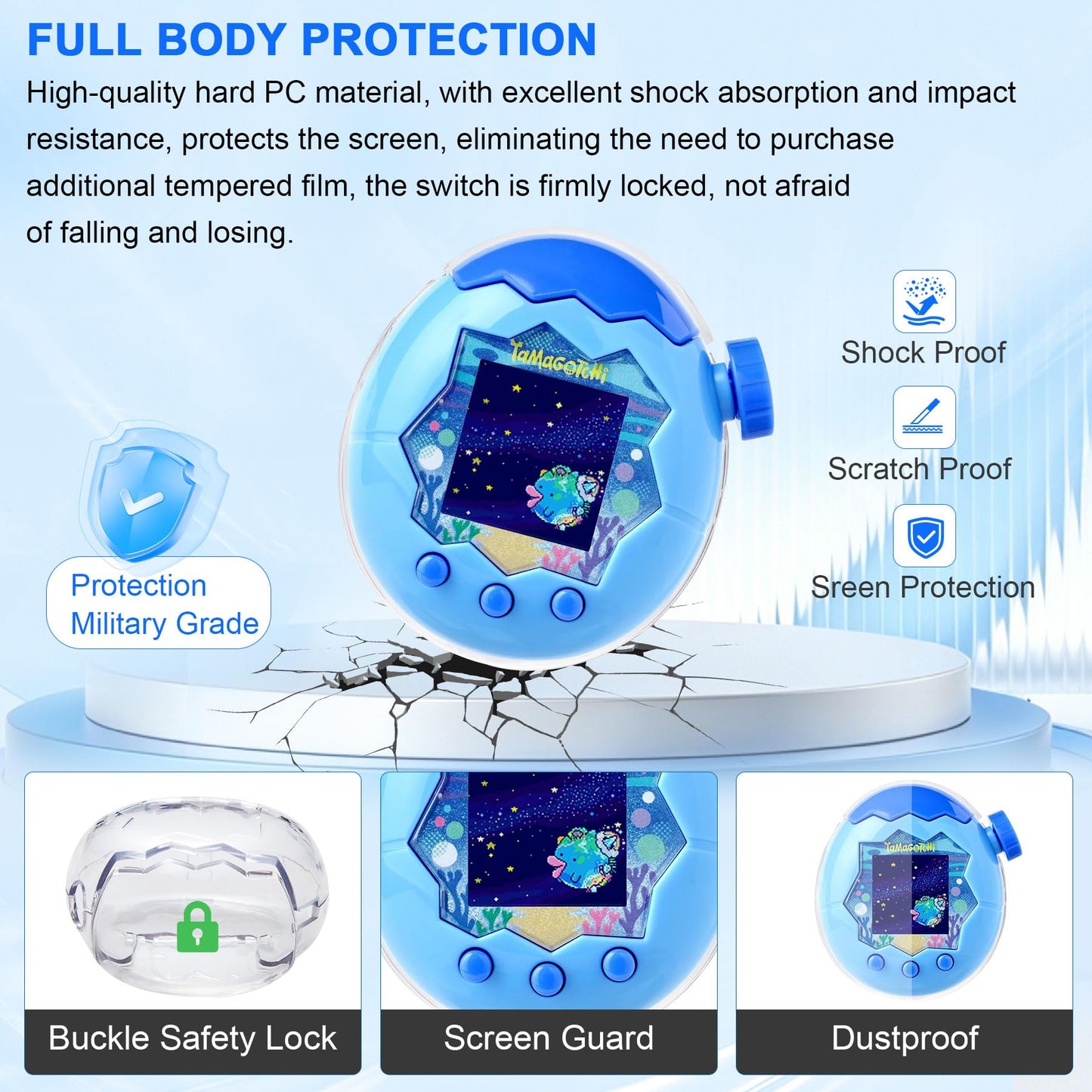 Litdreamer for Tamagotchi Paradise Clear Case with Cover with Lanyard, Body and Screen Guard for Tamagotchi Paradise Accessories,Transparent Hard