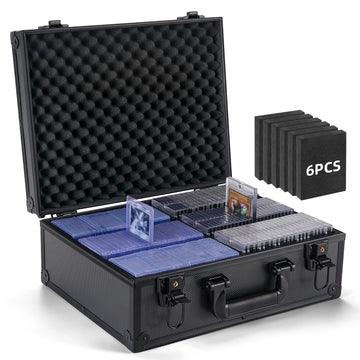 Trading Card Storage Box for 3" X 4" 35pt Toploaders 600+, Sturdy Secure Large Capacity Hard Case with 6 Foam Stoppers, Fits Toploader Magnetic