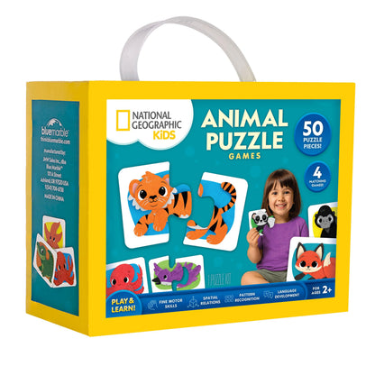 National Geographic Kids Animal Puzzle Games - 50 Matching Puzzle Cards for Toddlers, 4 Educational Toddler Matching Games, Portable Early Learning