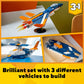LEGO Creator 3 in 1 Supersonic Jet Plane Toy Set, Transforms from Plane to Helicopter to Speed Boat Toy, Buildable Vehicle Models for Kids, Boys