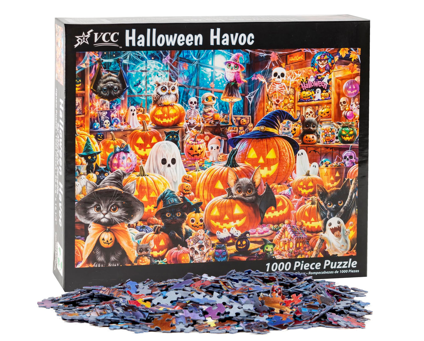 Halloween Havoc Jigsaw Puzzle 1000 Piece by Vermont Christmas Company - Halloween Puzzles with Randomly Shaped Pieces - 26 5/8" x 19 1/4"