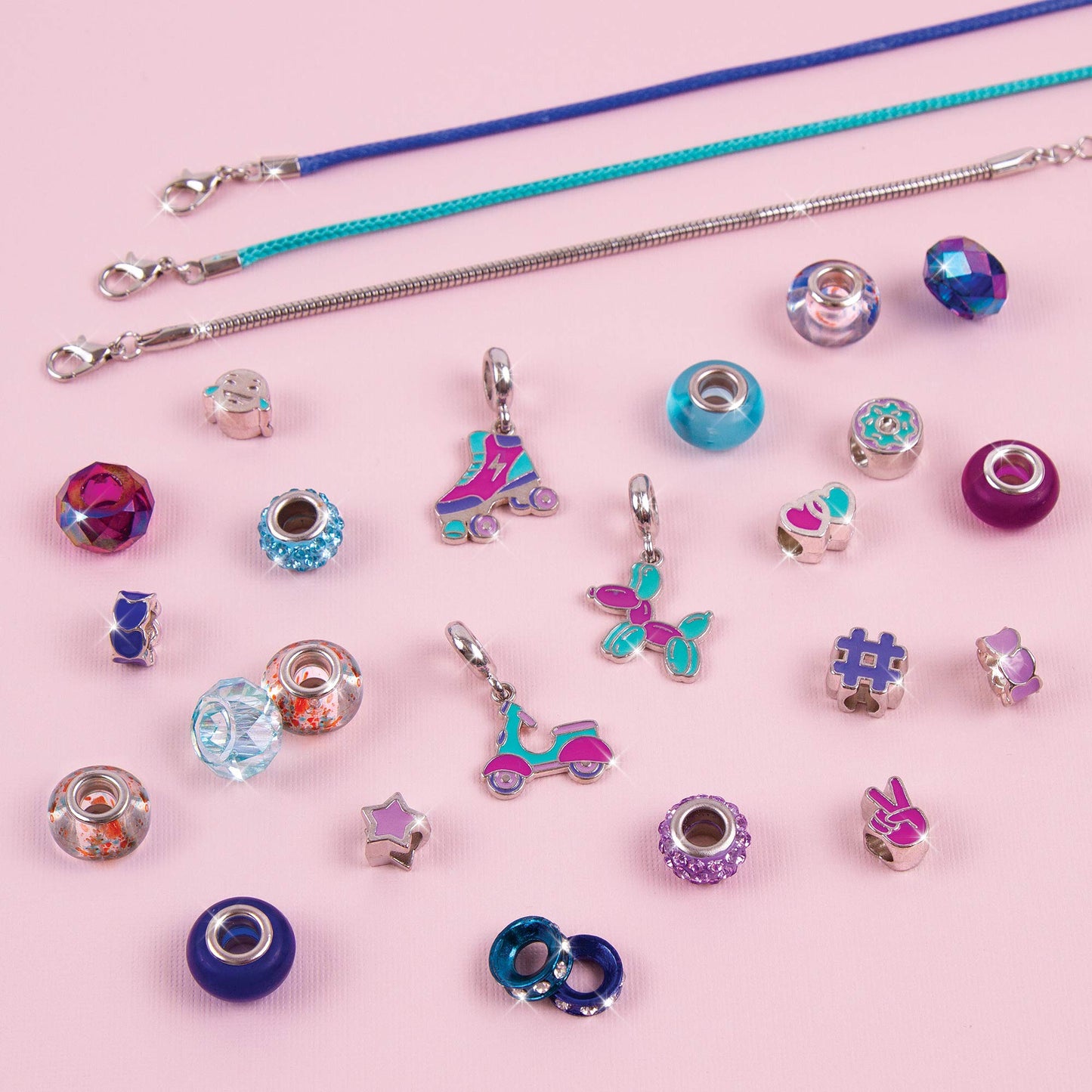 Make It Real - Halo Charms Bracelets True Blue - DIY Charm Bracelet Making Kit - Friendship Bracelet Kit with Beads, Charms & Cord - Arts & Crafts