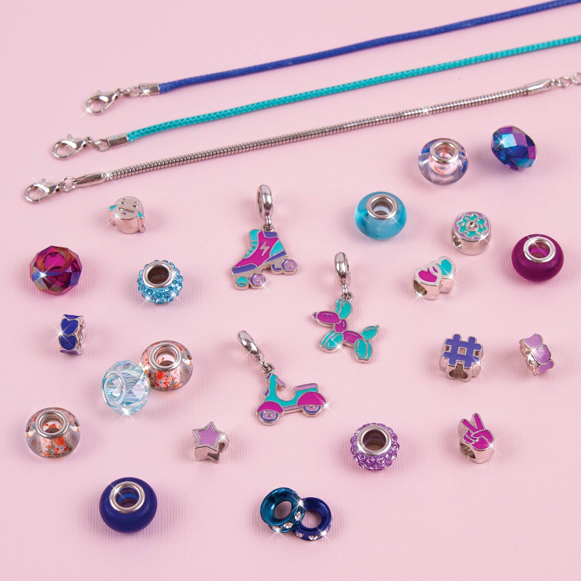 Make It Real - Halo Charms Bracelets True Blue - DIY Charm Bracelet Making Kit - Friendship Bracelet Kit with Beads, Charms & Cord - Arts & Crafts