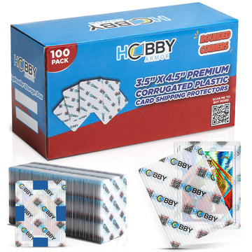 100 Pack Plastic Trading Card Shipping Protector by Hobby Armor, 3.5" x 4.5" with Rounded Corners, Translucent Plastic and Vibrant Multi-Color Card