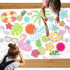 xo, Fetti Pool Party Paper Coloring Tablecloth - 9' x 4.5' | Summer Tablescape, Palm Tree Dinner Party Setting, Kids Birthday Decoration, Cute