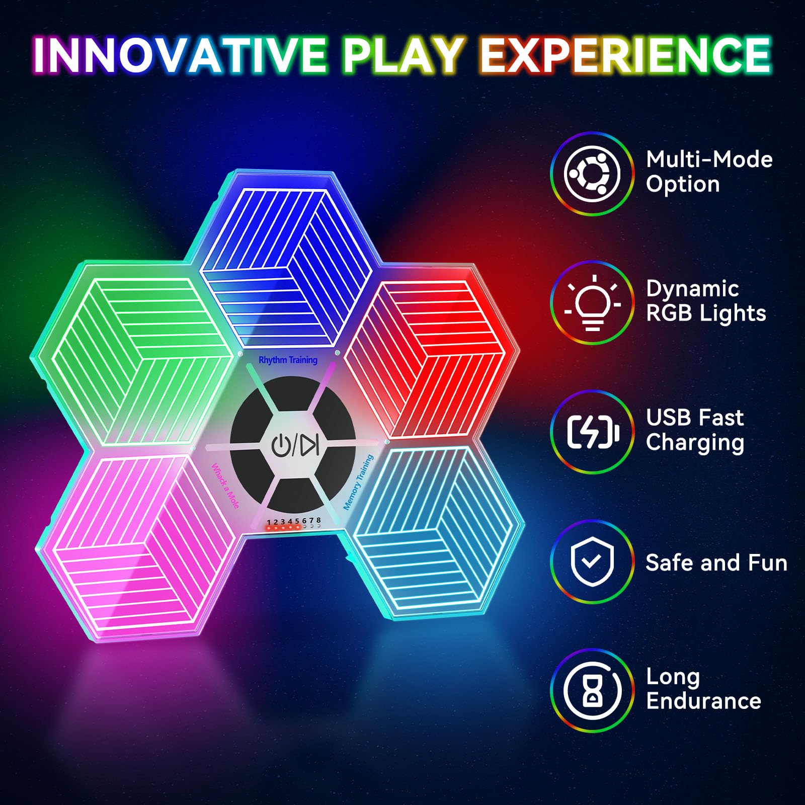 ETPlanet Light Up Memory Game Handheld Electronic Toys with Lights and Sound Effects, Smart Multi-Function Desktop Metronome, Puzzle Memory Rhythm