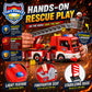 Tiny Force Fire Rescue Set - Fire Truck with Ladder, Toy Helicopter, Motorcycle & Fire Water Pump, Emergency Pretend Play Toys for Kids & Toddlers