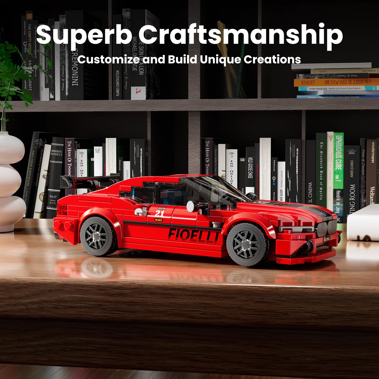 Mould King Speed Champion M8 Racing Car Building Kit with Acrylic Display Case, 27072 Collectible Model Car Kits, Building Blocks Kit Racing Toy Cars