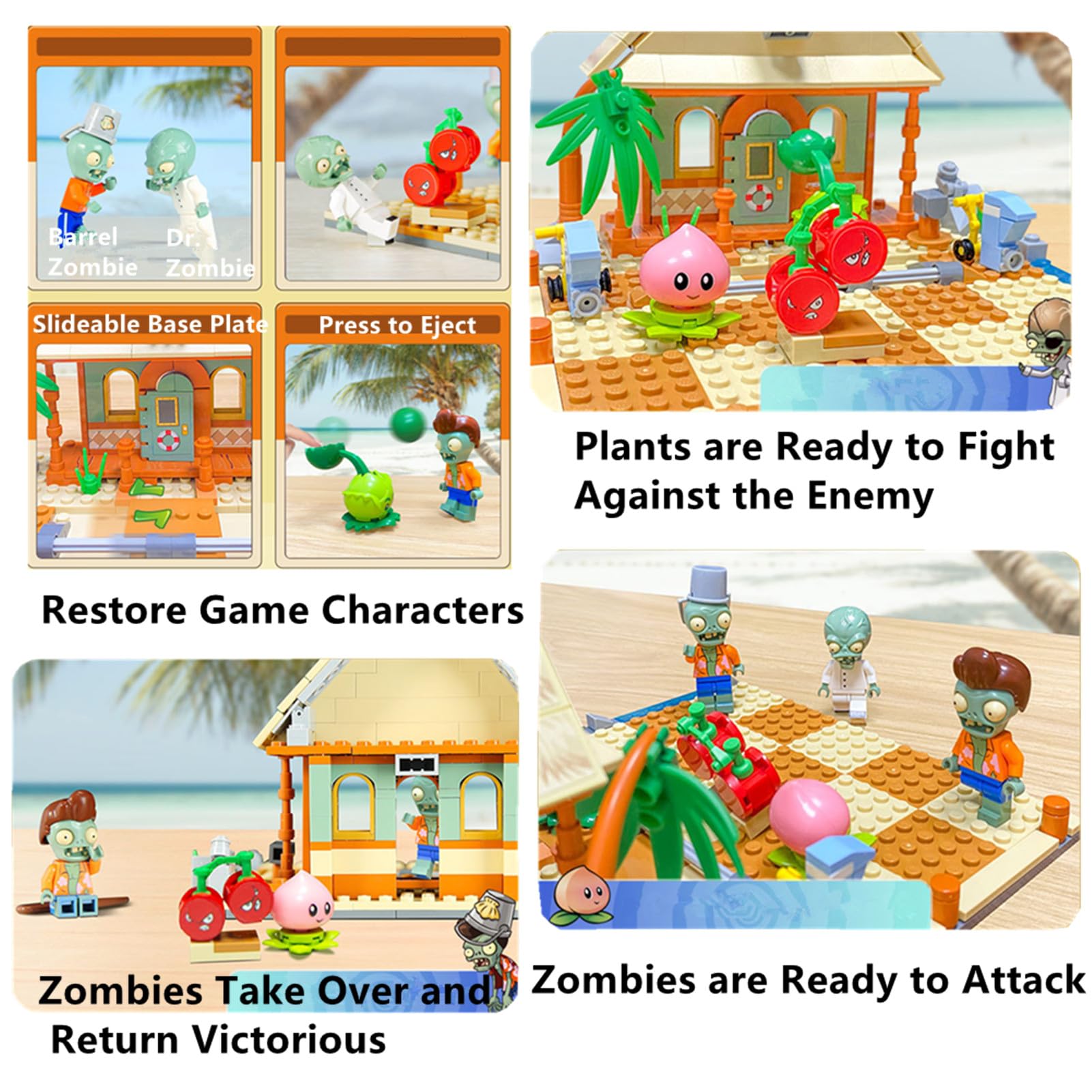 JHESAO Plants and Zombies Toys Zombies Assembly Action Figures PVZ Assemblable Toys Set 1 2 Series Great Gifts for Kids and Fans,Birthday