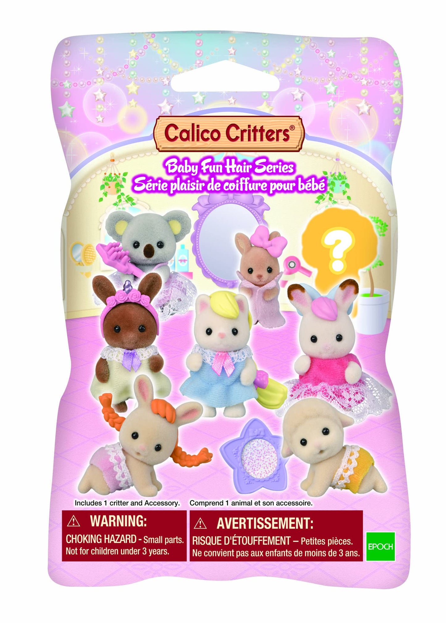 Calico Critters - Baby Fun Hair Series Blind Bag - Mystery Collectible Figure for Kids, Surprise Mini Animal Toy - Contains One Figure per Bag, Ages