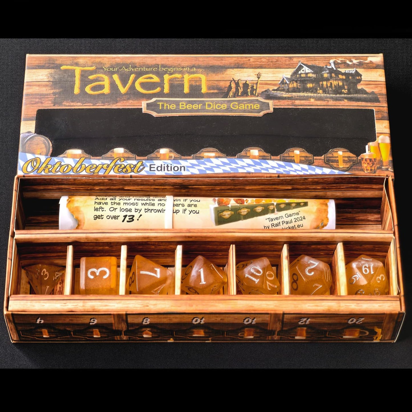 The Tavern Drinking Game, Novelty Polyhedral Beer Dice Set for Drinking Game (24MM Oktoberfest Set)