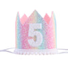 Baby 5th Birthday Rainbow Hat - Soft Rainbow Birthday Crown hat, Baby Birthday Photo Props, Mini Rainbow Crown Party Decorations.