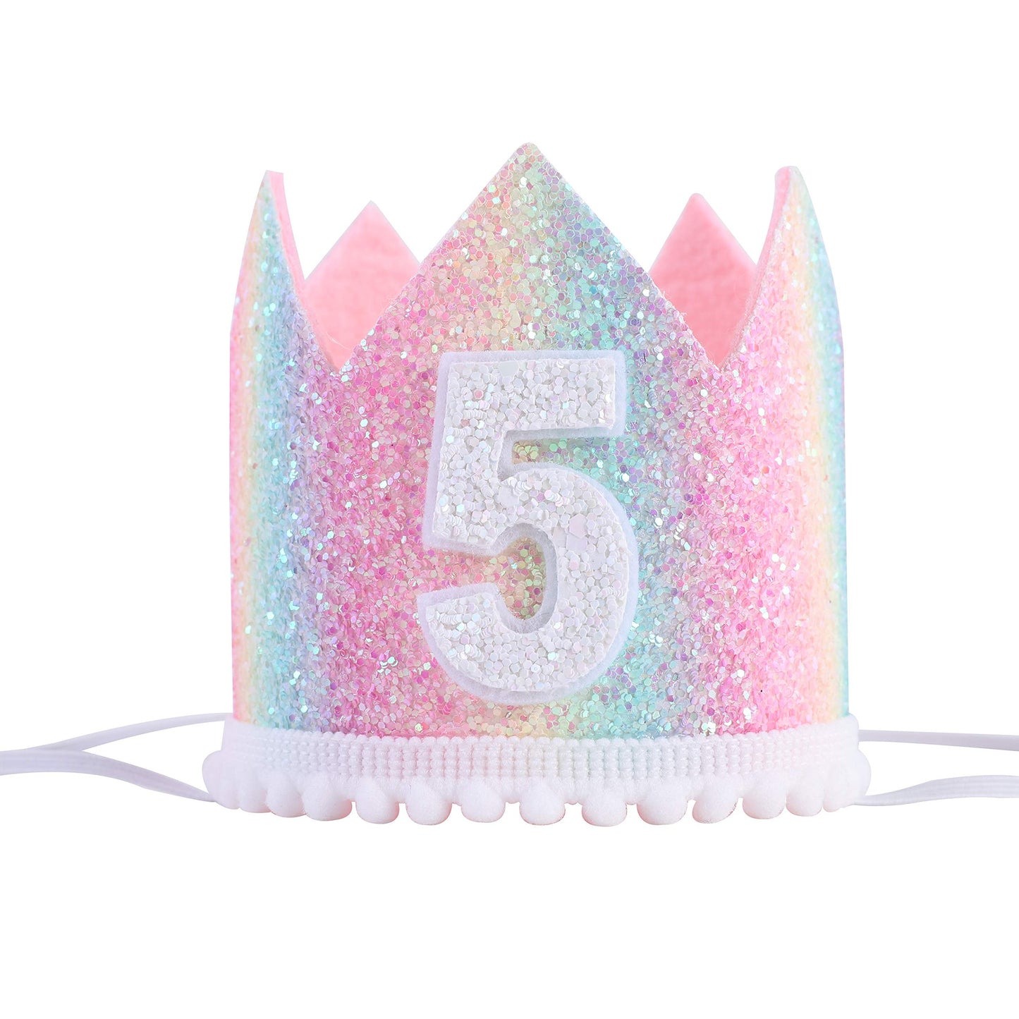 Baby 5th Birthday Rainbow Hat - Soft Rainbow Birthday Crown hat, Baby Birthday Photo Props, Mini Rainbow Crown Party Decorations.