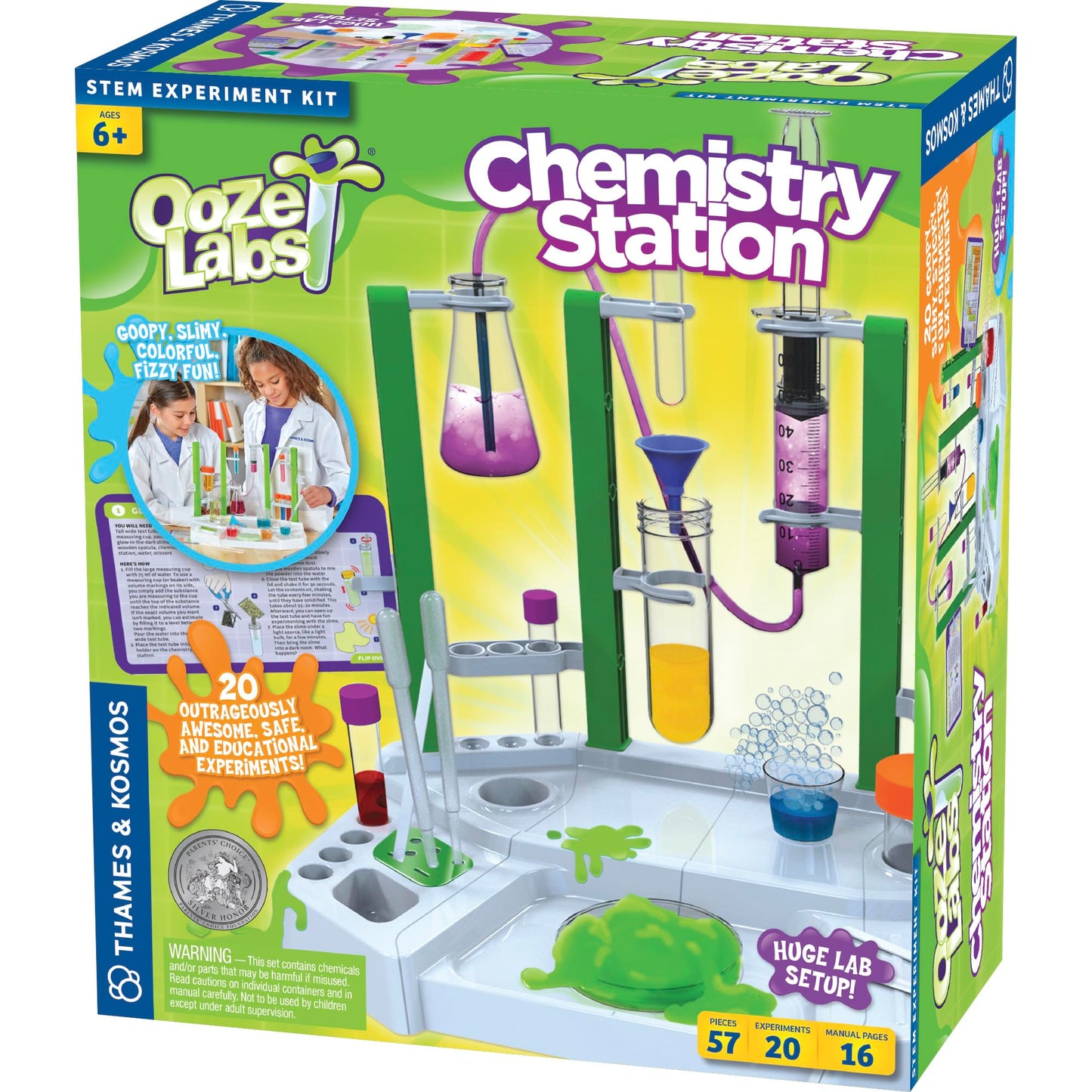 Thames & Kosmos Ooze Labs Chemistry Station Science Experiment Kit, 20 Non-Hazardous Experiments Including Safe Slime, Chromatography, Acids, Bases