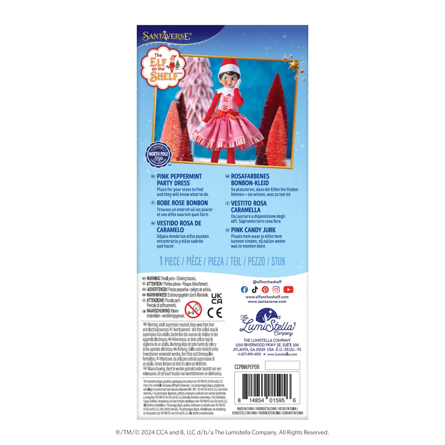 The Elf On The Shelf Claus Couture Collection Pink Peppermint Party Dress Accessory - Scout Elf NOT Included