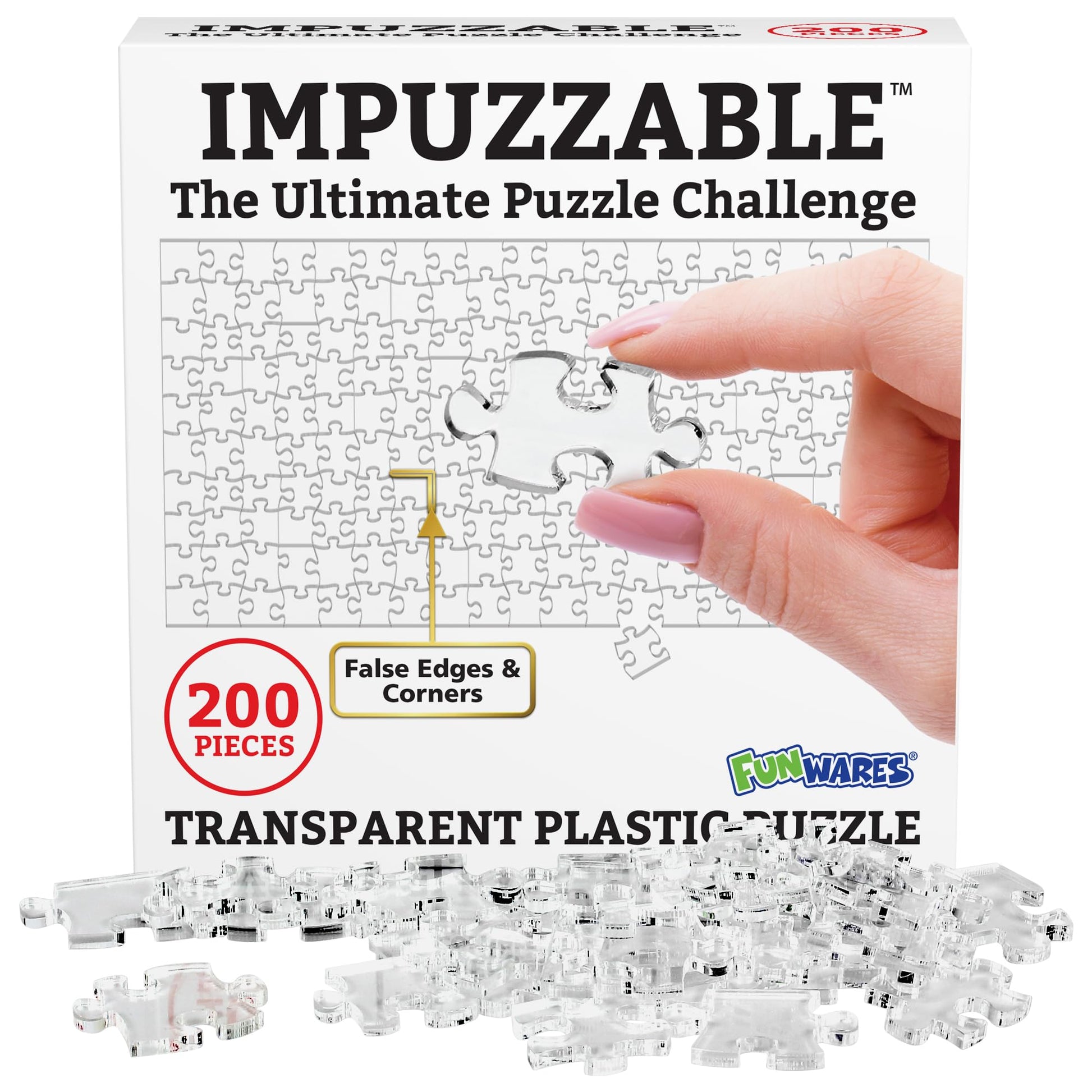 Funwares ImPuzzable Clear Acrylic Puzzle, 200 Pieces, Impossible Jigsaw