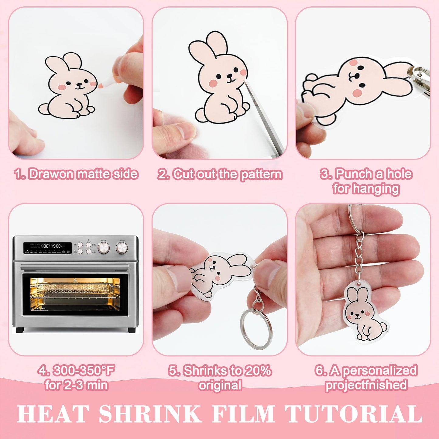 30 Pieces Shrink Plastic Sheets, Shrink Dink Sheets Sanded Shrink Film Papers Shrink Art Paper for Crafts DIY Keychain Making Kit (5.8 X 4.1 inch)