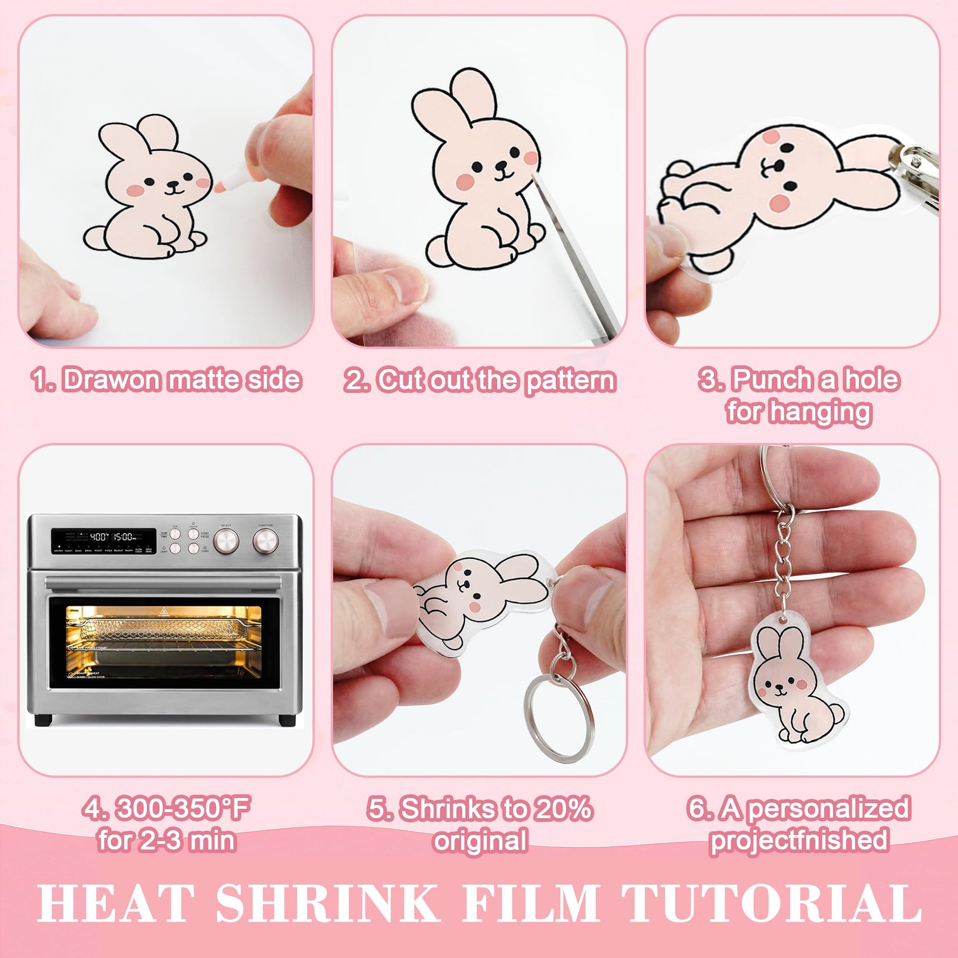 30 Pieces Shrink Plastic Sheets, Shrink Dink Sheets Sanded Shrink Film Papers Shrink Art Paper for Crafts DIY Keychain Making Kit (5.8 X 4.1 inch)